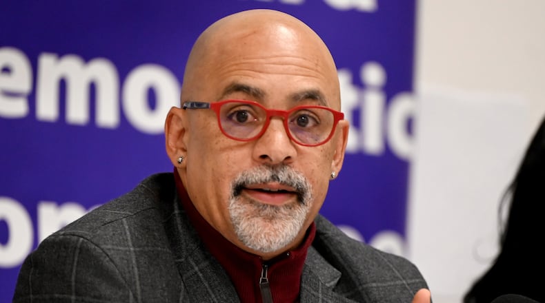 FILE - State Rep. Chris Rabb attends a forum hosted by the 9th Ward Democratic Committee on Dec. 4, 2025 in Philadelphia. (Tom Gralish/The Philadelphia Inquirer via AP, File)