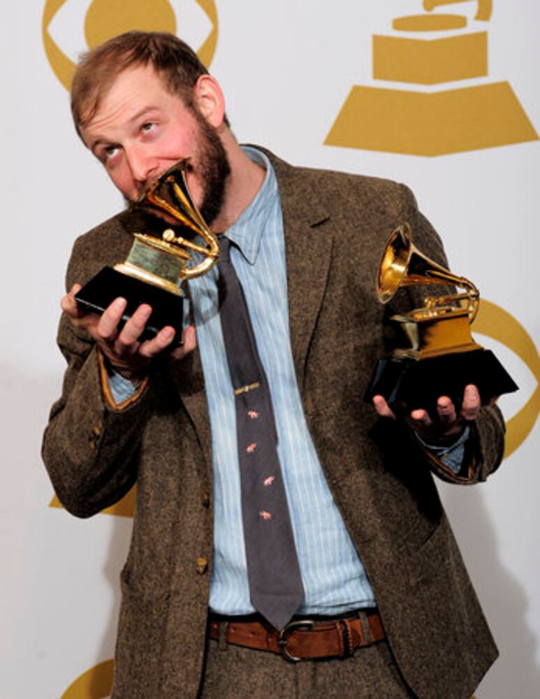 Backstage at the 54th annual Grammy Awards