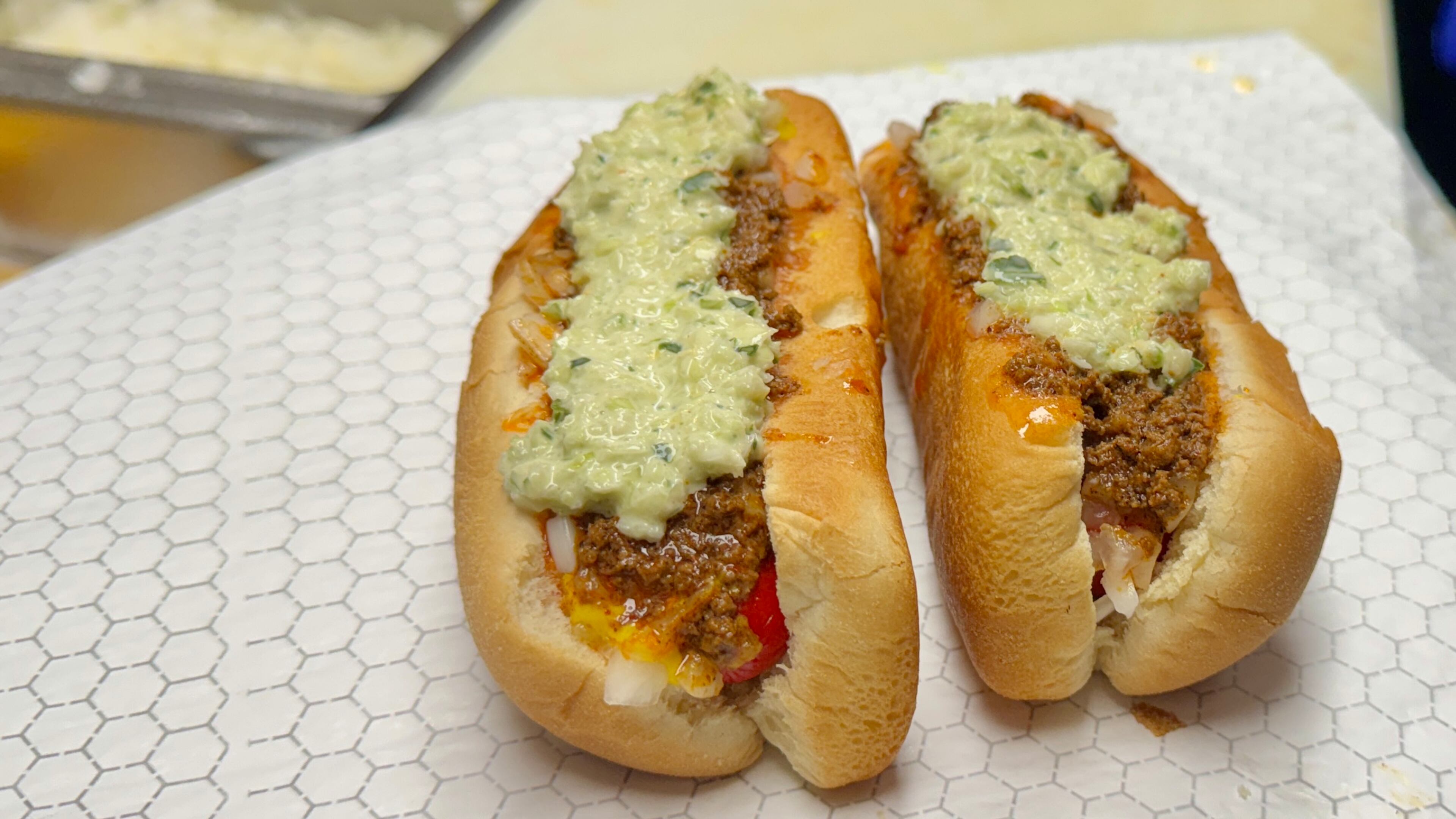 Nu-Way's hot dogs come in plenty of ways. These, topped with chili and slaw, are a favorite among regulars. (Joe Kovac Jr./AJC)