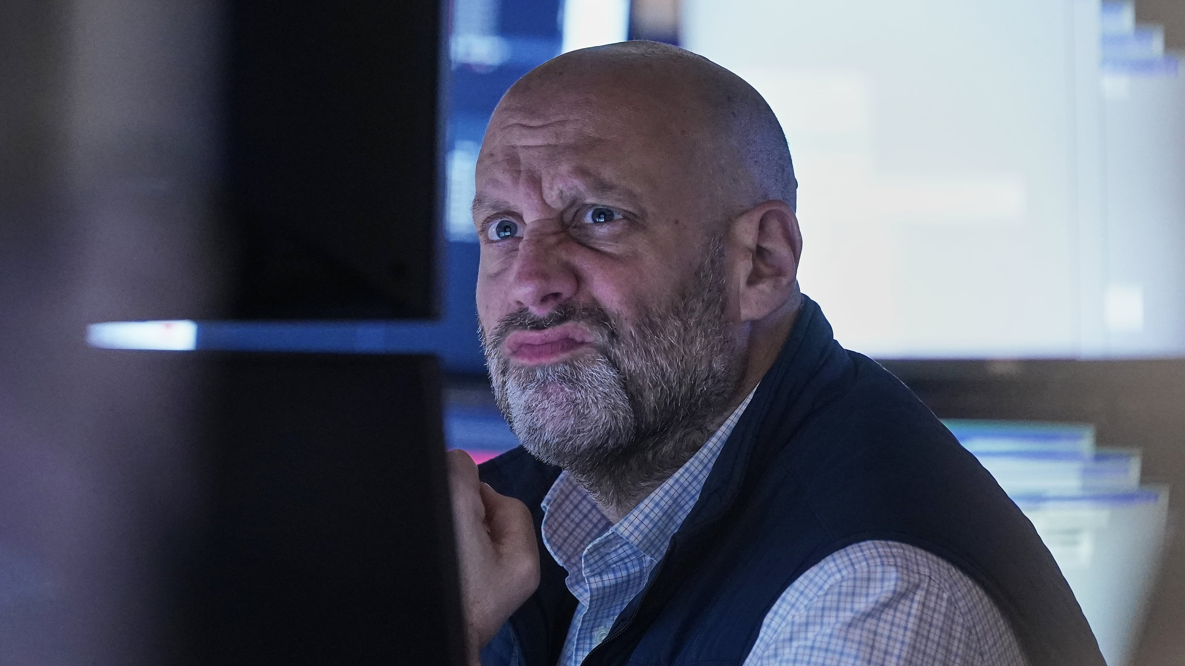 Specialist Meric Greenbaum works on the floor of the New York Stock Exchange, Thursday, Nov. 6, 2025. (AP Photo/Richard Drew)