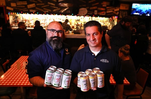 Portrait of Baderbrau Brewing Founder and President Rob Sama, left, alongside Billy Goat Tavern co-owner Bill Sianis at the legendary Billy Goat on Tuesday, Nov. 7, 2017 in Chicago, Ill. The two have teamed up to bring Billy Goat beer to market. (Chris Sweda/Chicago Tribune/TNS)