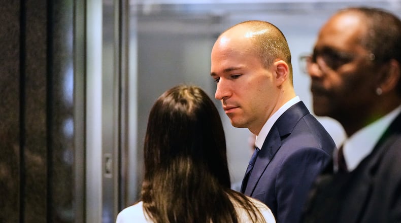 OpenAI president Greg Brockman, center, arrives at the U.S. District Court in Oakland, Calif., Thursday, April 30, 2026. (AP Photo/Godofredo A. Vásquez)