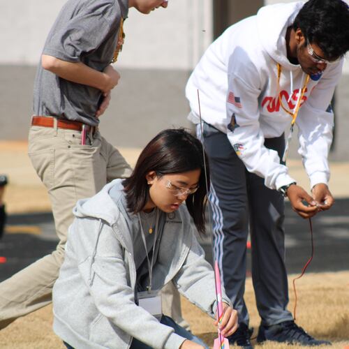 Engineering-focused students at Innovation Academy prepare to launch their rockets. (Courtesy of Innovation Academy students Brooke Kluchar and Sarah Small)