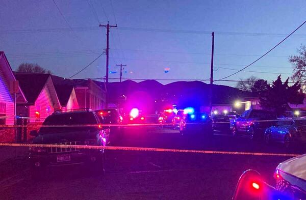 In this image provided by East Idaho News shows police tape at the scene following an officer-involved shooting Saturday, April 5, 2025, in Pocatello, Idaho. (Logan Ramsey/East Idaho News via AP)