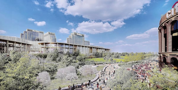 This image rendering provided by Hard Rock International, shows the Hard Rock's casino proposal in the Queens borough of New York, adjacent to Citified. (Hard Rock International via AP)