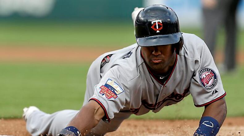 Danny Santana ‘s statistics and playing time declined after his strong rookie season in 2014 with the Twins. He was traded to the Braves on Monday. (AP Photo/Paul Sancya)