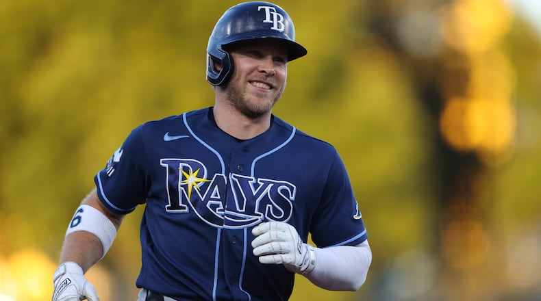 Tampa Bay Rays' Taylor Walls jogs around the bases after hitting a two-run home run during the fourth inning of a baseball game against the Athletics Tuesday, Aug. 11, 2026, in West Sacramento, Calif. (AP Photo/Scott Marshall)