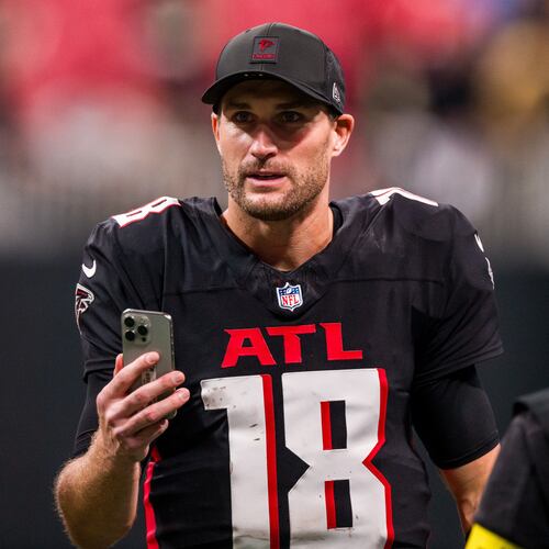 FILE - Atlanta Falcons quarterback Kirk Cousins (18) walks off the field after an NFL football game against the New Orleans Saints, Sunday, Jan. 4, 2026, in Atlanta. (AP Photo/Danny Karnik, File)