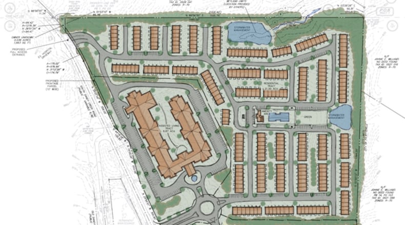 A preliminary design shows a potential mixed-use development near Piedmont Fayette Hospital. Courtesy City of Fayetteville