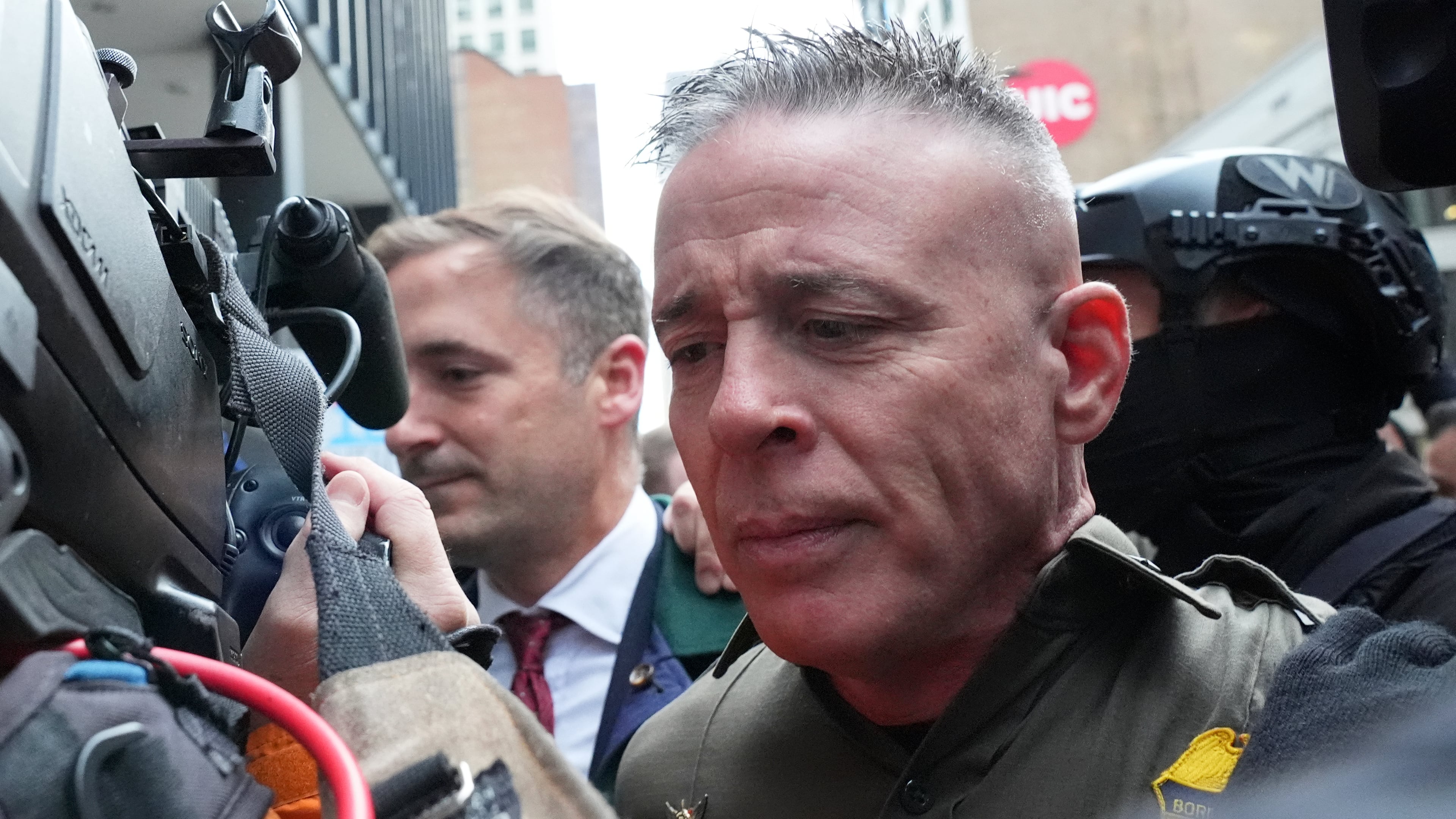 U.S. Customs and Border Patrol Gregory Bovino arrives outside federal court in Chicago, Tuesday, Oct. 28, 2025. (AP Photo/Nam Y. Huh)