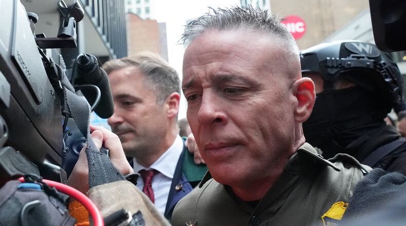 U.S. Customs and Border Patrol Gregory Bovino arrives outside federal court in Chicago, Tuesday, Oct. 28, 2025. (AP Photo/Nam Y. Huh)
