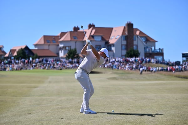 Northern Ireland's Rory McIlroy on day three of the Scottish Open 2025 at The Renaissance Club, North Berwick, Scotland, Saturday July 12, 2025. (Malcolm Mackenzie/PA via AP)