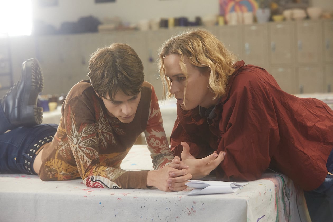 Director, writer and producer Tommy Dorfman — an Atlanta native — talks to lead actor Corey Fogelmanis while filming Dorfman's film "I Wish You All the Best." (Courtesy of Lionsgate)