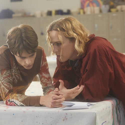 Director, writer and producer Tommy Dorfman — an Atlanta native — talks to lead actor Corey Fogelmanis while filming Dorfman's film "I Wish You All the Best." (Courtesy of Lionsgate)