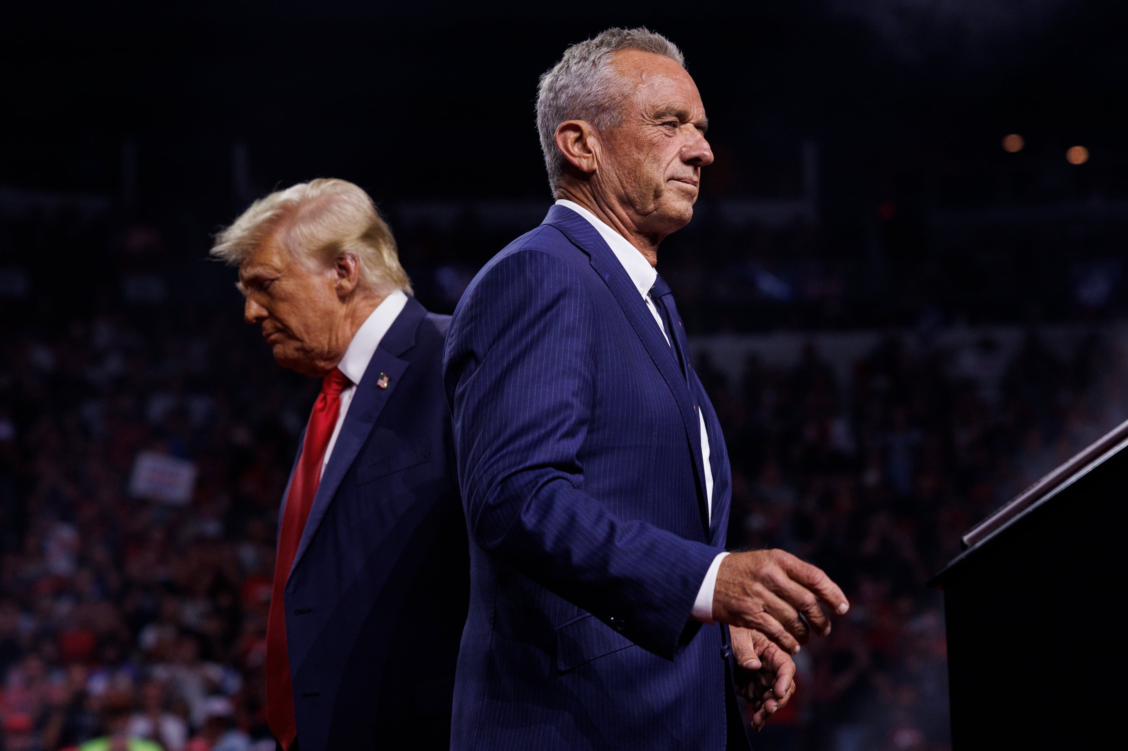 In a newspaper editorial, six former surgeons general wrote that Health and Human Services Secretary Robert F. Kennedy Jr. (right) is a danger to the American people. (Tom Brenner for The Washington Post)