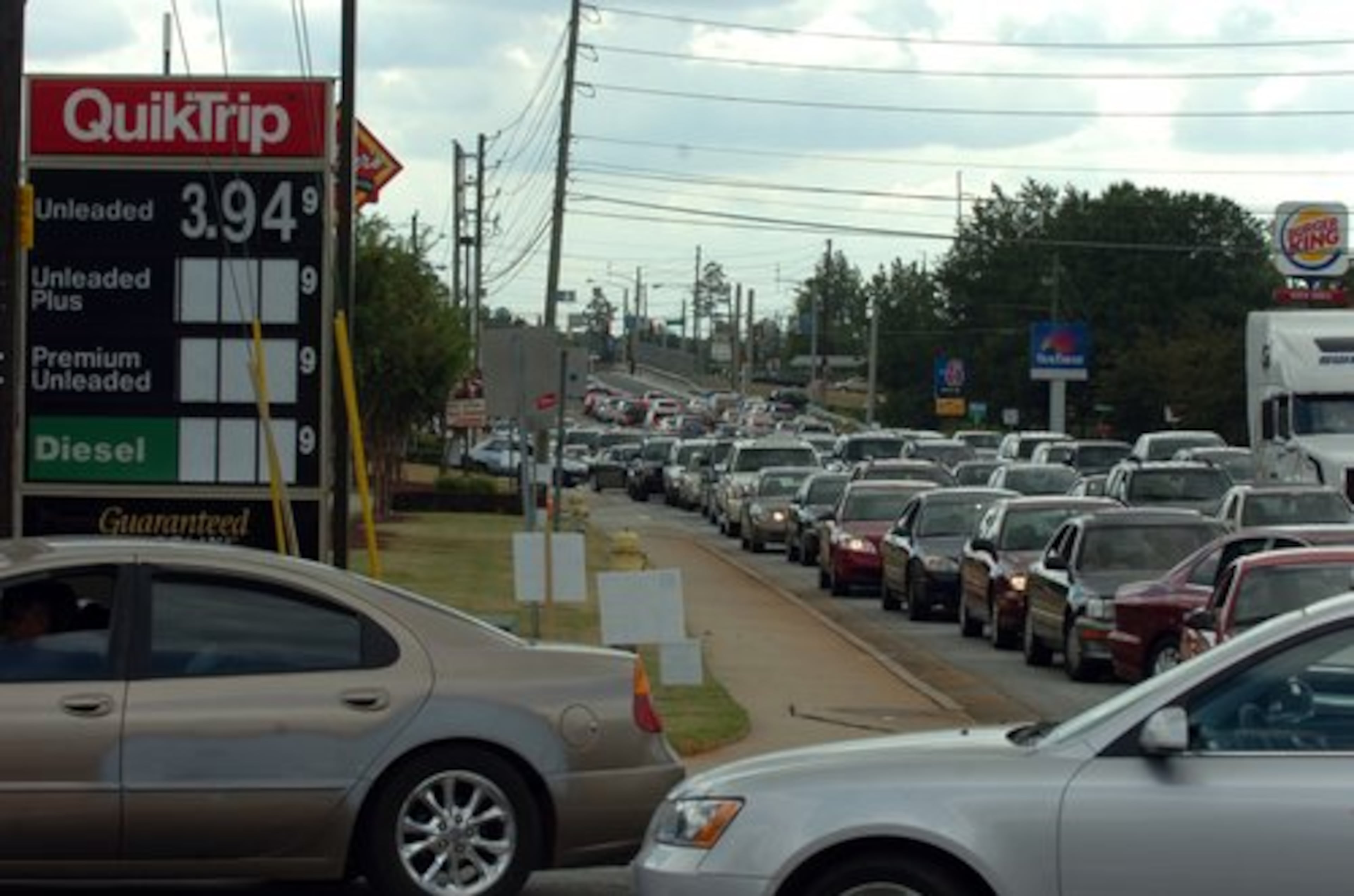 Sept. 2008 -- Traffic backed up on Panola Road as motorists tried to get gas.