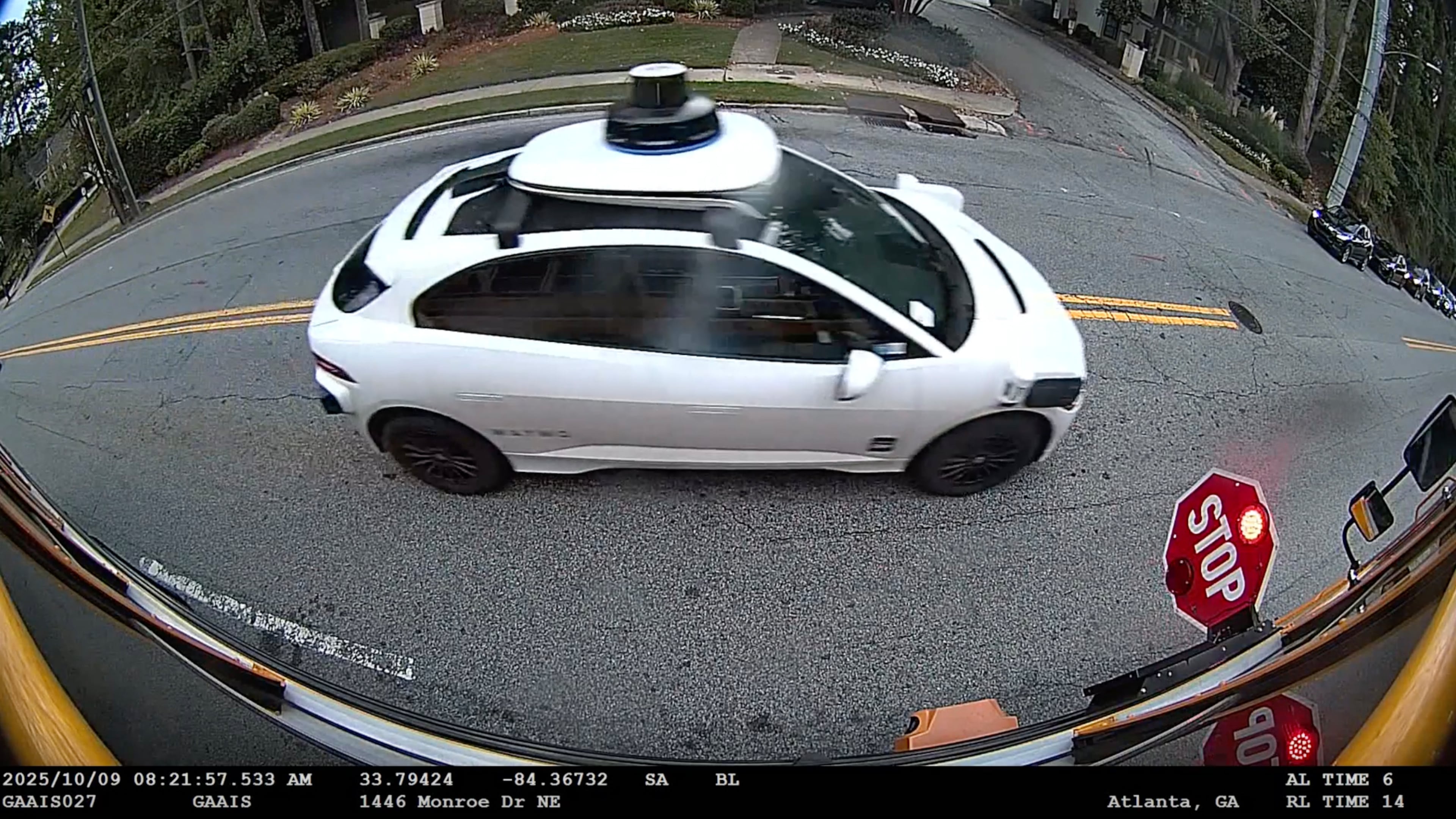 Waymo autonomous vehicles operate across 65 square miles inside I-285 and have been involved in six incidents with Atlanta Public School buses since May. Waymo issued a recall because of their cars briefly stopping or slowing down before continuing forward while a bus was stopped and flashing its lights. (Courtesy of Atlanta Public Schools)