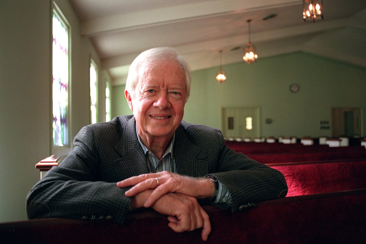 961103 - PLAINS, GA -- Former President Jimmy Carter at Maranatha Baptist Church in Plains, GA. Carter has written a new book, 'Living Faith'.  (WILLIAM BERRY/AJC staff)