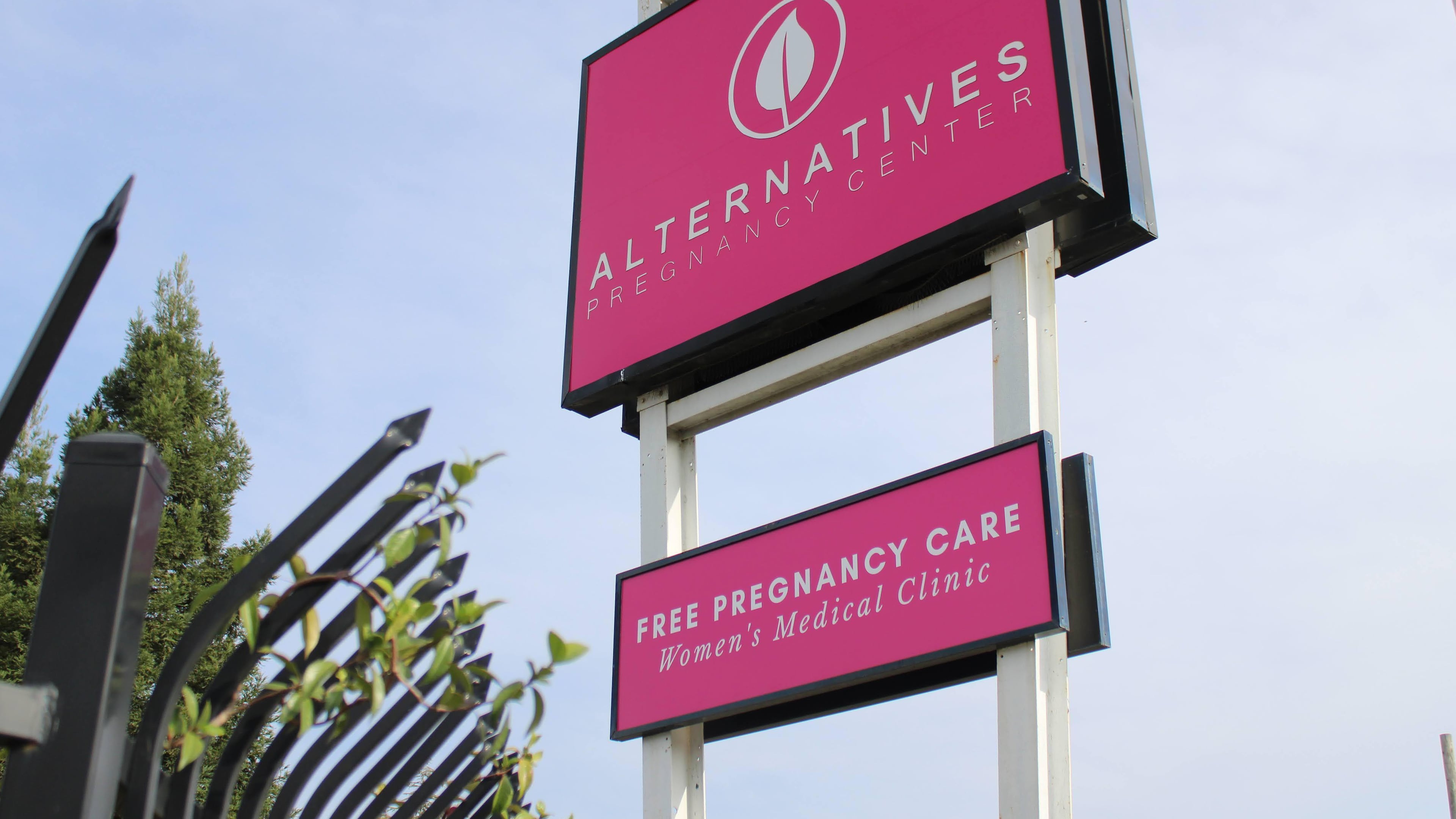 A sign for the Alternatives Pregnancy Center in Sacramento, Calif., is seen on Friday, Oct. 24, 2025. (AP Photo/Sophie Austin)