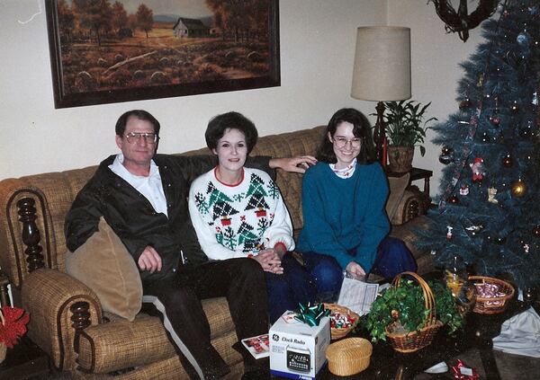 Jennifer Peebles with her parents, Joe and Frances "Miss Fran" Peebles, in 1994. Family photo