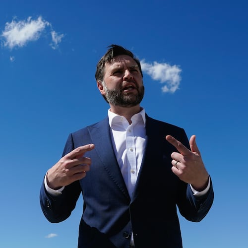 Vice President JD Vance speaks to reporters at Joint Base Andrews, Md., Saturday, June 20, 2026, en route to Switzerland. (Elizabeth Frantz/Pool Photo via AP)