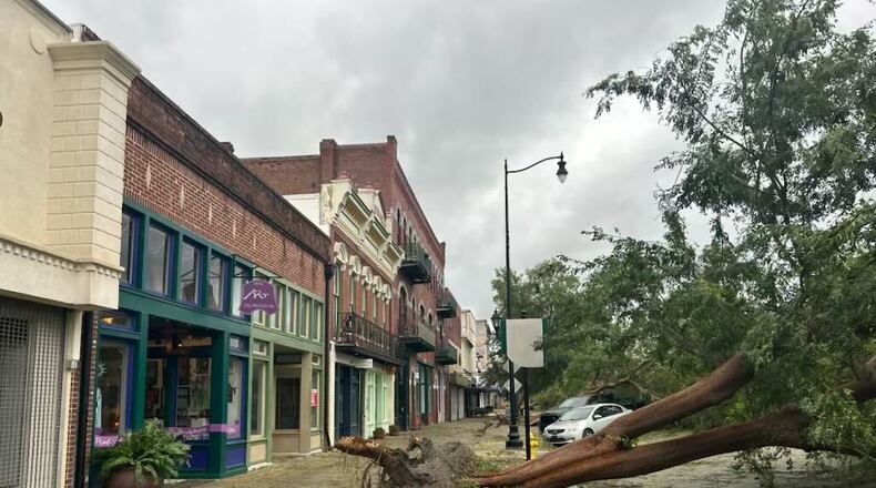 Downtown Augusta had multiple downed trees Friday after Hurricane Helene passed through the area.
