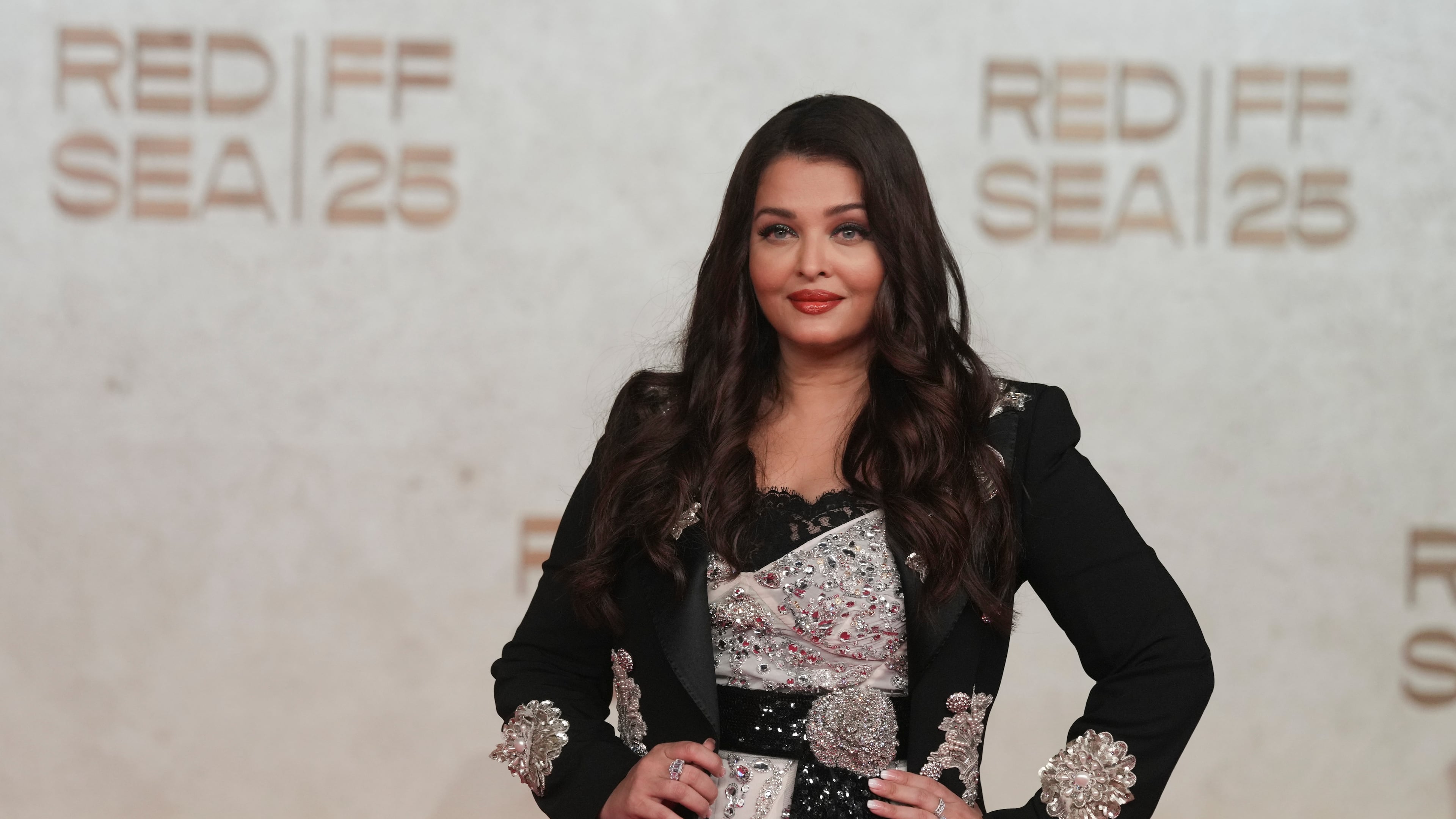 Aishwarya Rai Bachchan arrives for the opening of the Red Sea International Film Festival in Jeddah, Saudi Arabia, Thursday, Dec. 4, 2025. (AP Photo/Amr Nabil)