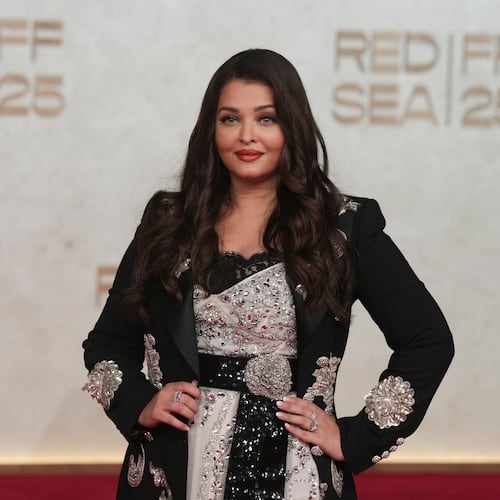 Aishwarya Rai Bachchan arrives for the opening of the Red Sea International Film Festival in Jeddah, Saudi Arabia, Thursday, Dec. 4, 2025. (AP Photo/Amr Nabil)