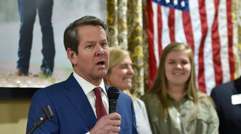 Gov.-elect Brian Kemp, in advance of his inauguration, speaks during one of his Georgians First celebrations at the Foundation Club in Augusta. Kemp will take office as Georgia’s 83rd governor on Monday. HYOSUB SHIN / HSHIN@AJC.COM