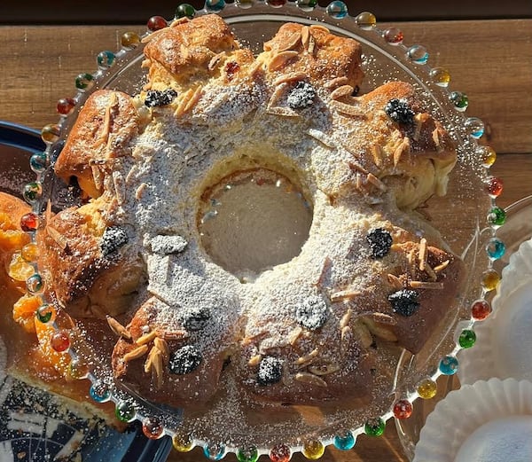 Rosca de Reyes is festive, crown-shaped sweet bread enjoyed in Mexico and Latin America on January 6 for the holiday called Three Kings Day or Epiphany. (Meridith Ford for the AJC)