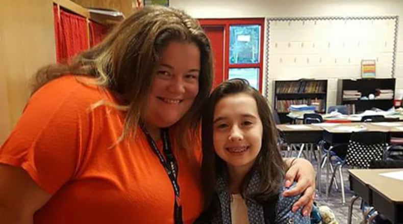 Teacher Emily Howell, shown with an unidentified student, was killed in a May 2018 wreck in Paulding County.