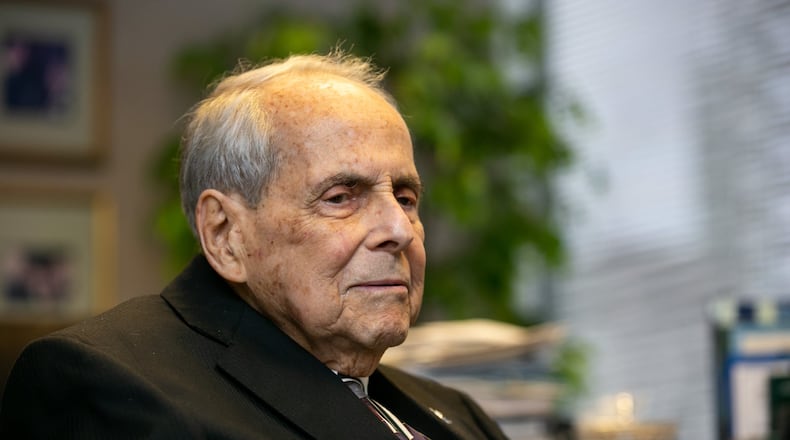 Sam Massell sits in his office at Tower Place 100 in Atlanta on February 13, 2020. After 30 years leading the Buckhead Coalition, the former Atlanta mayor was off to other adventures. (Photo: Rebecca Wright for The Atlanta Journal-Constitution)