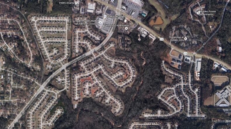 DeKalb County residential real estate property assessments are increasing an estimated 7.8 percent this year. The King’s Ridge subdivision outside I-285 is pictured. Source: ©2016 Google