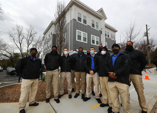 020222 Atlanta: The recently recruited APD class 274 arrive for the ribbon cutting of Unity Place, which is being called the nation's first apartment complex for Atlanta Police recruits on Wednesday, Feb. 2, 2022, in Atlanta.  “Curtis Compton / Curtis.Compton@ajc.com”`
