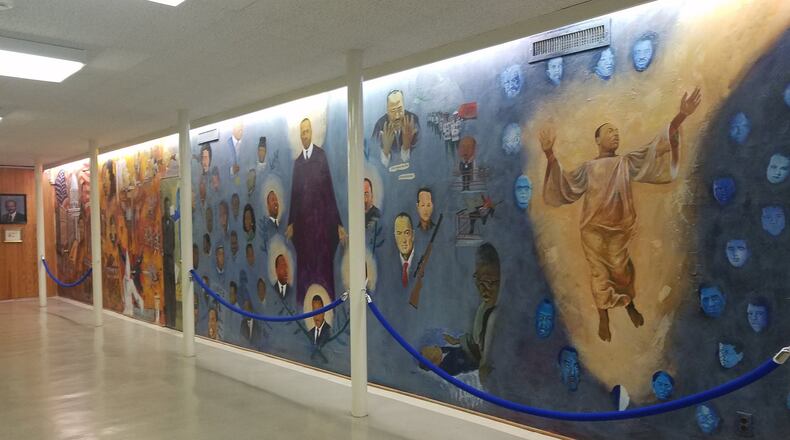 Murals in the basement of the Dexter Avenue King Memorial Baptist Church depict the Rev. Martin Luther King Jr.’s crusade for racial equality. CONTRIBUTED BY TRACEY TEO