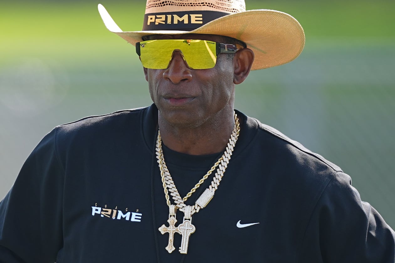 Deion Sanders, now the head coach for Colorado, was selected by the Atlanta Falcons with the fifth overall pick in the first round of the 1989 NFL draft. There was always substance with the style for “Prime Time” the player, AJC columnist Michael Cunningham writes. (David Zalubowski/AP)