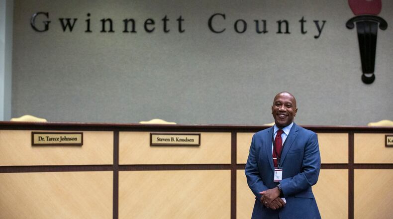 Calvin Watts was confirmed as the new superintendent for Gwinnett County Public Schools by the board of education at July 30, 2021 at the J. Alvin Wilbanks Instructional Support Center in Suwanee, Georgia. (Rebecca Wright for the Atlanta Journal-Constitution)