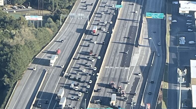 A terrible crash and ensuing investigation shut down I-285/eb (Inner Loop) at I-85 in DeKalb on Wedneday, October 18th, 2023. DOUG TURNBULL / WSB TRAFFIC TEAM