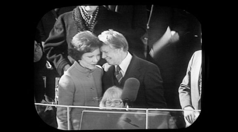 U.S. President Jimmy Carter makes his inaugural speech after being sworn in on January 20, 1977 on the East Portico of the U.S. Capitol, (Photo by David Hume Kennerly/Getty Images)