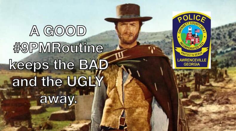 Lawrenceville and Norcross police are using the #9PMRoutine campaign to reduce thefts from autos. (Courtesy Lawrenceville Police Department)