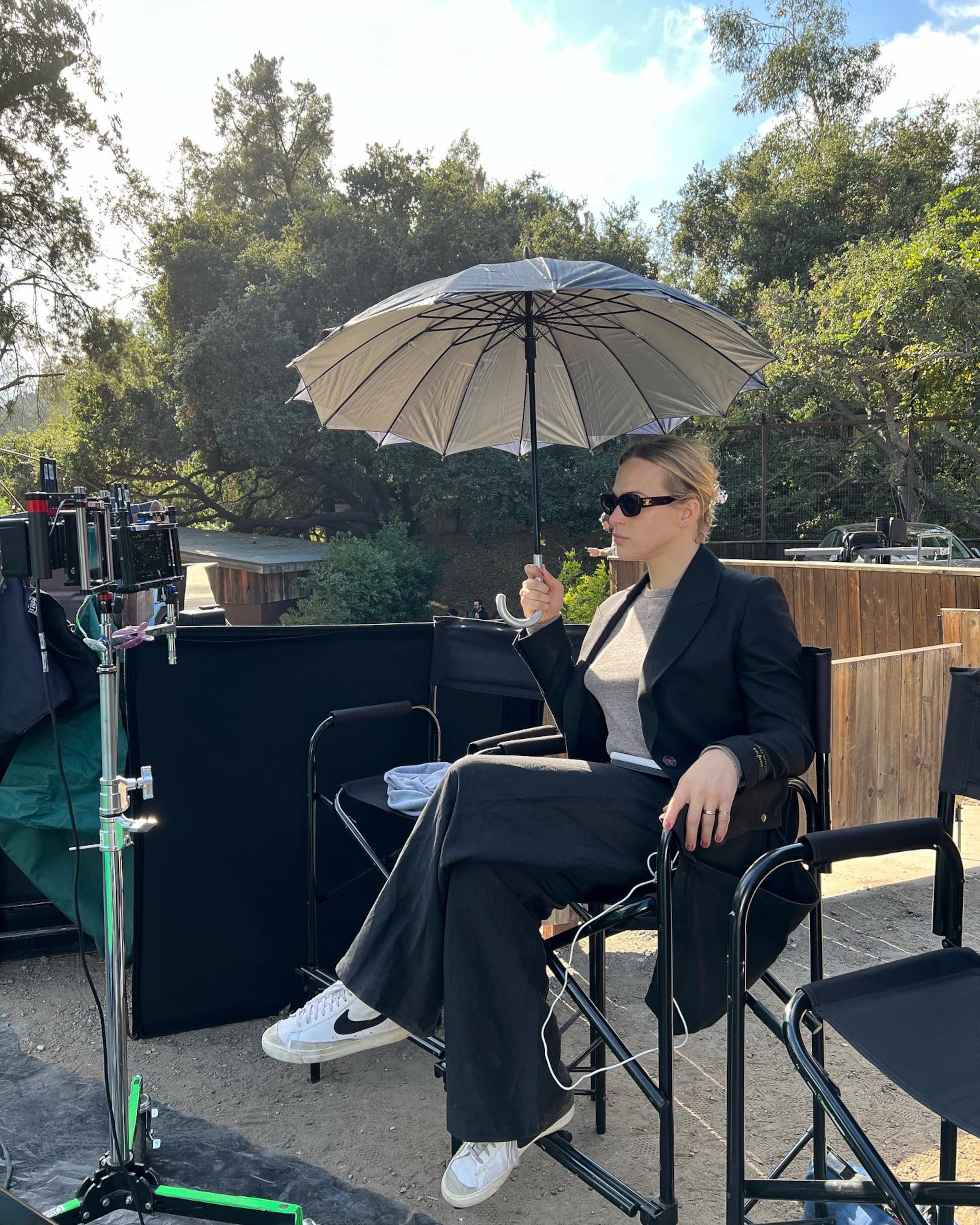 Tommy Dorfman — pictured directing her film "I Wish You All the Best" in Los Angeles in 2023 — said she decided to write, direct and produce the film rather than act in it because she was too old to play the high school junior lead character. (Courtesy of Grayson Vaughan)