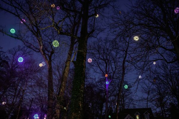 Glowing orbs float above Don and Mary Rigger's Decatur yard. (Natrice Miller/AJC)