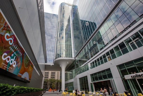 The Coda Tech Square building at 756 W Peachtree St. on Tuesday, Oct 12, 2021. The office building is between 4th Street and Armstead Place with a walkthrough courtyard and food hall that connects to Spring Street in Midtown. (Jenni Girtman for the AJC)