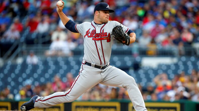Bryse Wilson of the Atlanta Braves pitches in his major league debut against the Pittsburgh Pirates at PNC Park on August 20, 2018 in Pittsburgh, Pennsylvania. (Photo by Justin K. Aller/Getty Images)