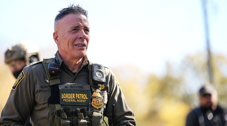U.S. Border Patrol Commander at large Gregory Bovino looks on, Monday, Nov. 17, 2025, in Charlotte, N.C. (AP Photo/Matt Kelley)