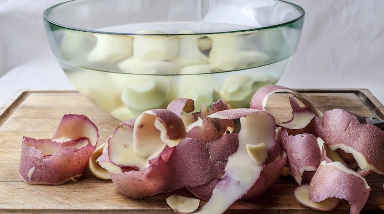 Grinding potato peels can create a starchy paste that causes disposal blades to stick.