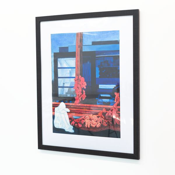 Sean Anthony Winn’s “Don’t Forget About the Neighborhood” (2026) revisits a tragic pedestrian accident in Northwest Atlanta from a decade ago. (Courtesy of ABV Gallery)
