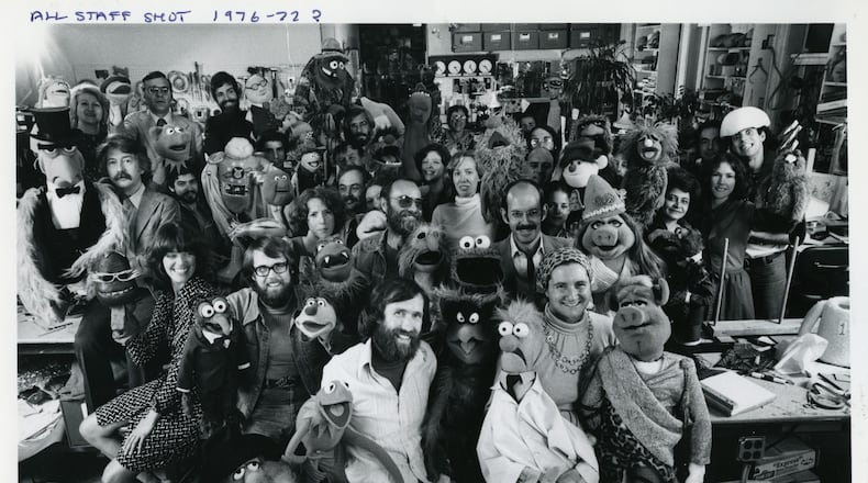 An 1970s photo of the staff inside Jim Henson's workshop where designers, puppet builders and puppeteers all collaborated to make "The Muppet Show," "Sesame Street" and other Henson productions.
