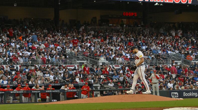 Atlanta Braves starting pitcher Spencer Strider struck out 281 batters in 2023. (Hyosub Shin / Hyosub.Shin@ajc.com)
