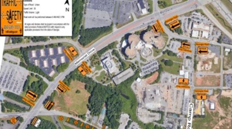 For at least four weeks until early February, Kensington Road will be closed between Camp Road and Memorial Drive, beginning Jan. 5 to replace sewer pipes. (Courtesy of DeKalb County)